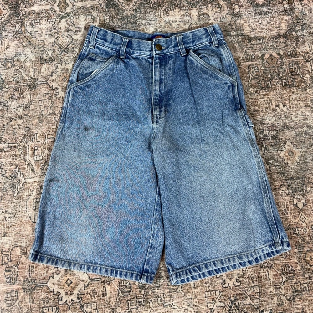 Vintage 90s Dickies Carpenter Jorts Blue Baggy Fit Size 26 Waist - Picture 3 of 10